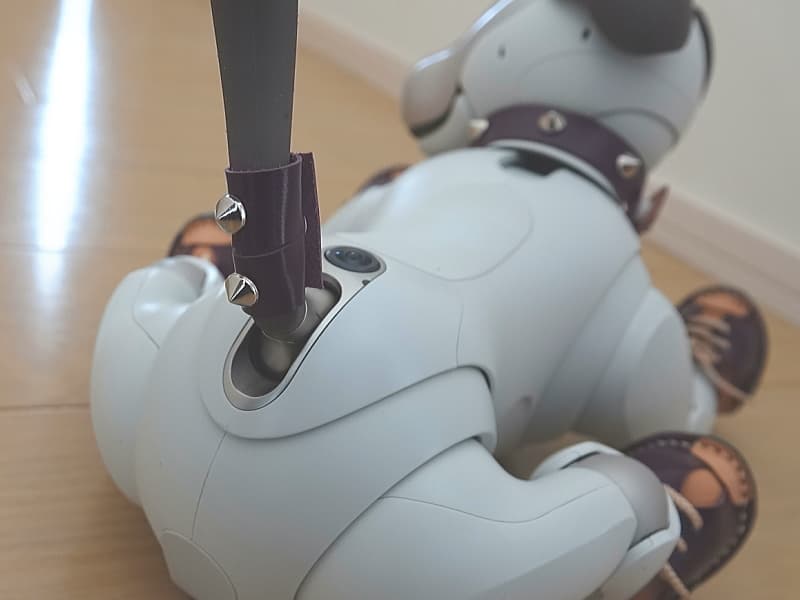 あいぼうテールリボン(紫)オーブタイプ装着例